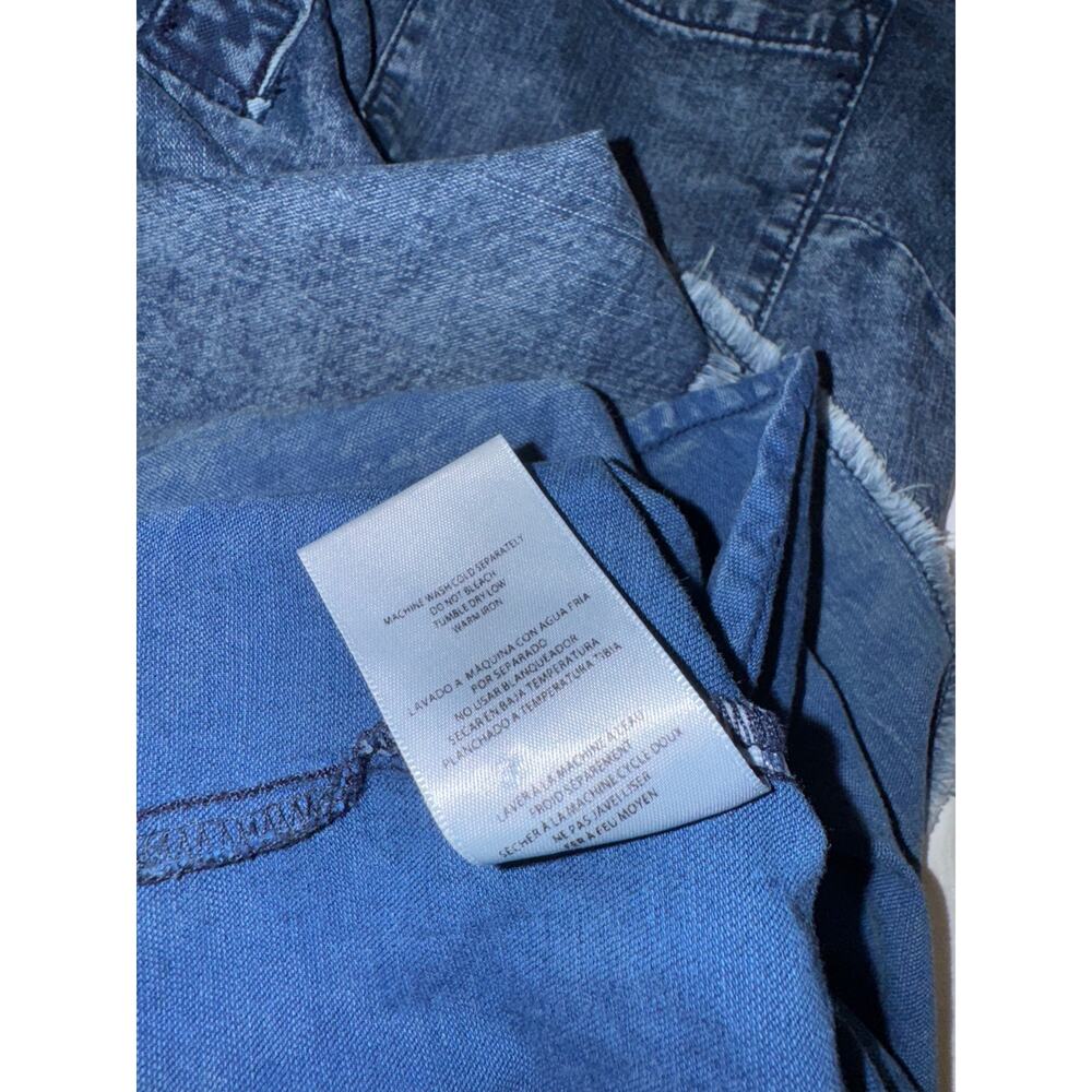 KUT Denim Shirt Dress Women's Large Blue Cotton Linen Raw Hem Festival Western - Picture 13 of 15